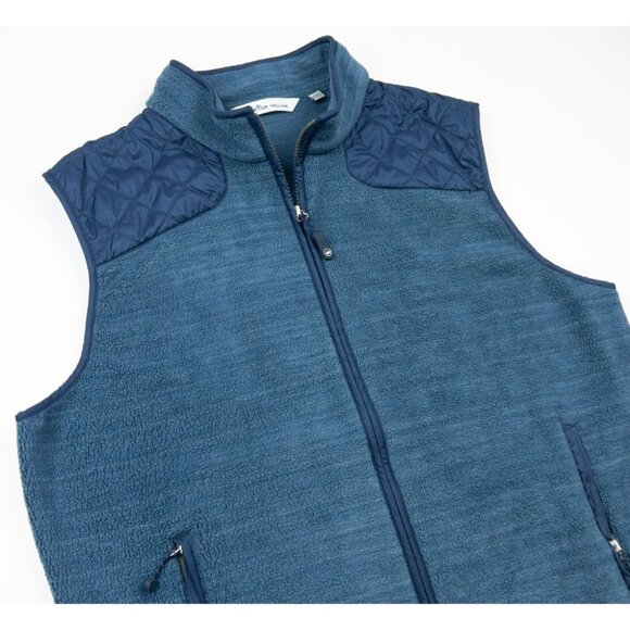 Peter Millar Sherpa Fleece Vest Men's Medium Blue Full Zip Golf Casual MF20Z46